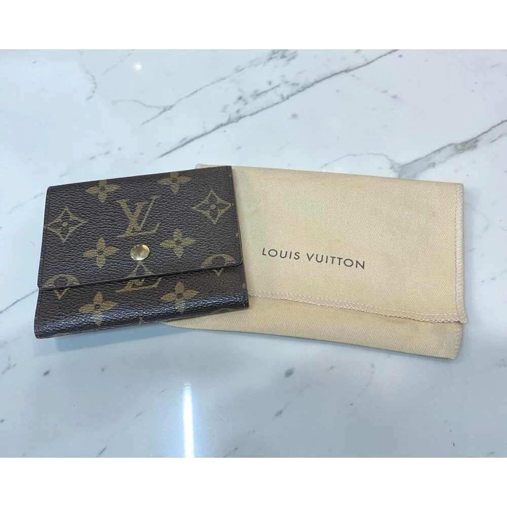 Louis Vuitton Monogram Canvas Trifold Card Holder Duster & Authenticity